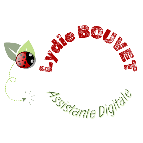 logo contenant une coccinelle, le nom lydie BOUVET et le titre assistante indépendante